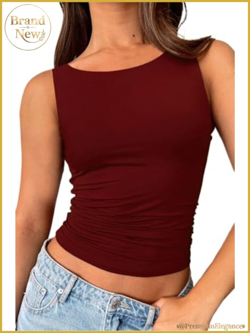 Double Lined Boat Neck Sleeveless Tank Top for Women Y2K Going Out Ruched Summer